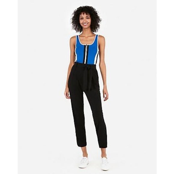 Express One Eleven Zip Front Color Block Tank L - Picture 1 of 3